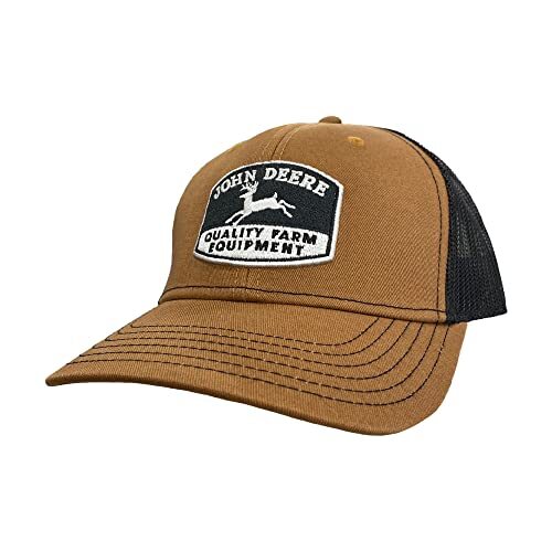 LP82702 - John Deere Quality Farm Construction Brown 6 Panel Mesh Hat