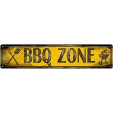 BBQ Zone Novelty 3"x12" metal street sign plaque Home Door Garage Wall Decor