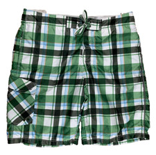 Timberland Swimming Trunks Mens 38 Plaid Green Swim Shorts Lined