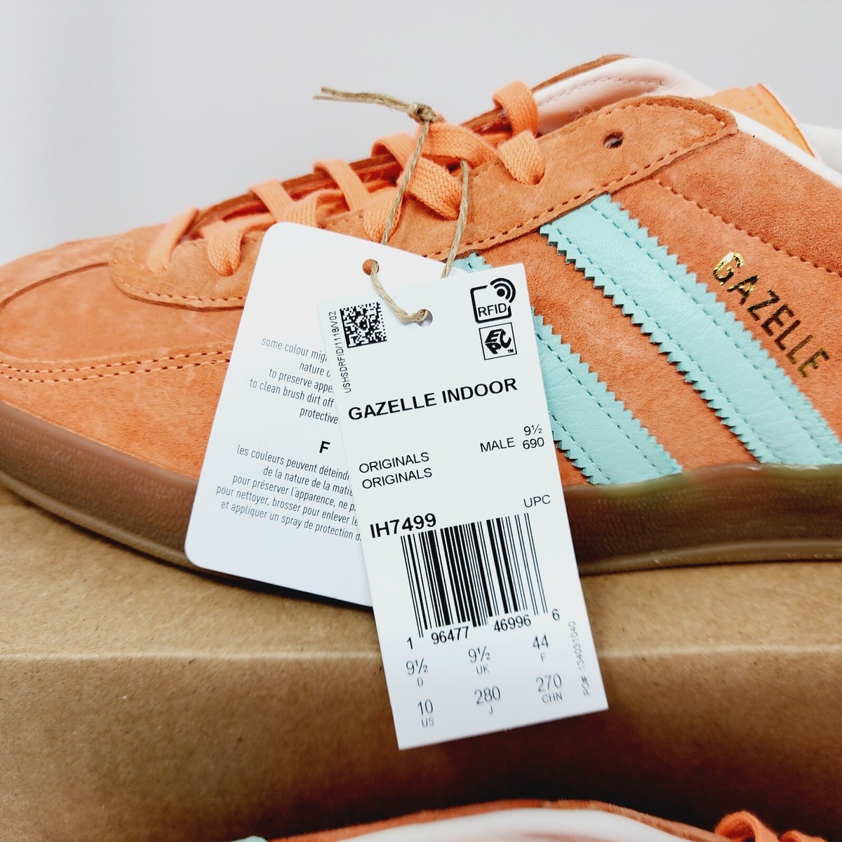 美品　GAZELLE INDOOR　IH7499 adidas Adidas Gazelle Indoor Casual Low-top Sneakers Orange Mint