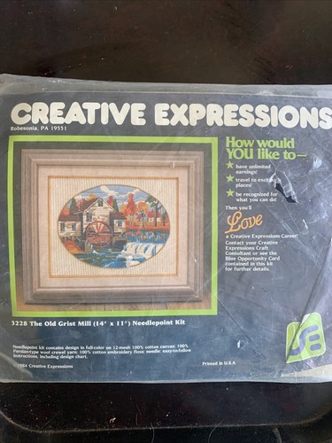 Old Grist Mill in Autumn Vintage Longstitch Needlepoint Kit NIP 14x11 - Picture 2 of 9
