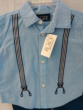 Boy Pants Gingham Shirt Set New With Tags 3-6 Months Children  s Place 003