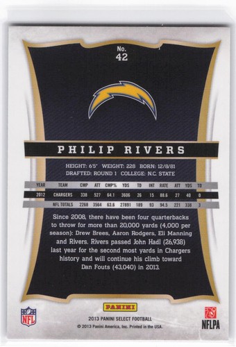 2013 Panini Select Philip Rivers #42 - Bild 2 von 2