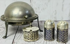 Celtic Quality Plate Salt Pepper Mustard Pot Caviar Roll Dome Server Set