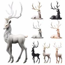Resin Deer Decoration Tabletop Holiday Reindeer Ornaments Sculpture Statue Gifts
