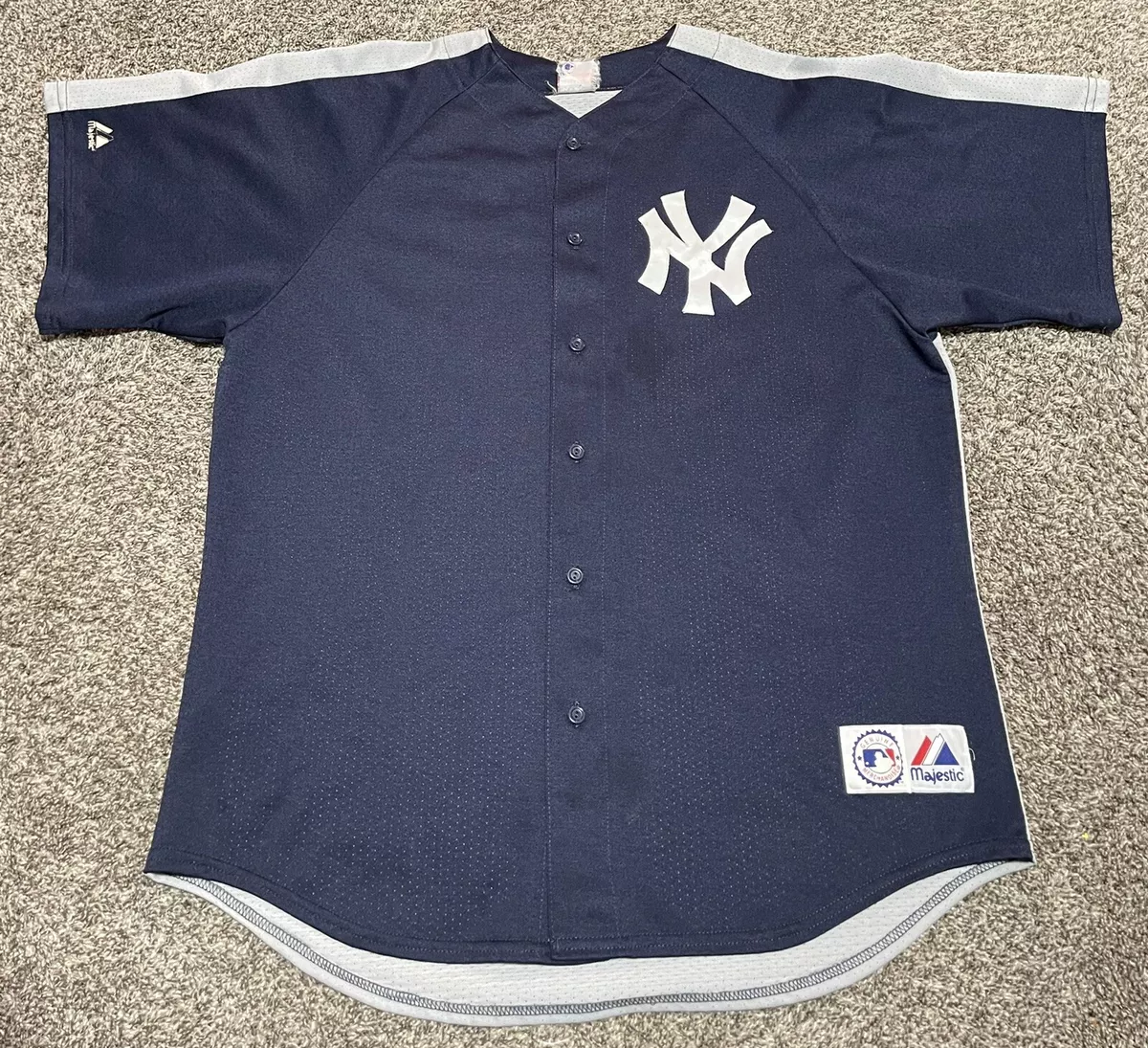 Vintage New York Yankees Jersey 90s Blank Majestic MLB Blue White Mens XL