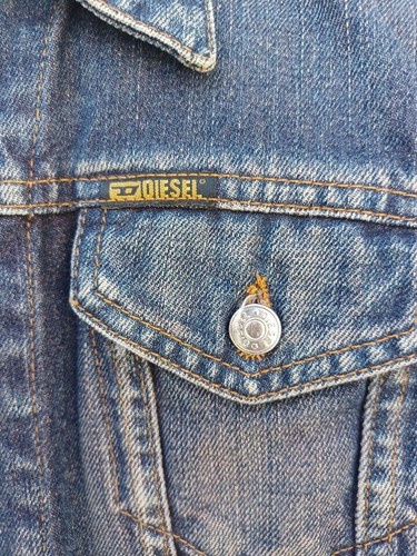 DIESEL WOMENS DISTRESSED WASH BLUE & DULL PEACH DENIM JACKET - 100% COTTON -UK S - Picture 8 of 16