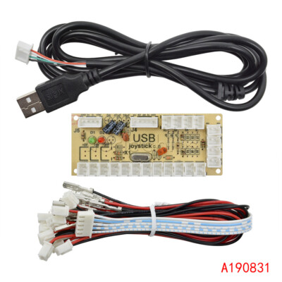 Zero Delay LED Arcade MAME Encoder USB To PC 5Pin Joystick PCB Module + Cables