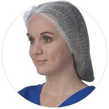 24" Disposable Bouffant Cap / Hair Net Polypropylene Head Cover White 1000 Case