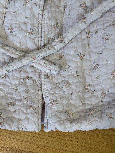 1960s Pink Floral Little Girls Quilted Bath Robe-size Large-tie-adorable-age 5/6 - Picture 19 of 22