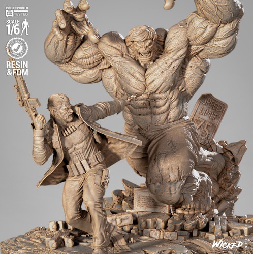 Hulk VS Punisher 3D gedrucktes Diorama, Marvel Comic Statue, unbemalt - Bild 3 von 10