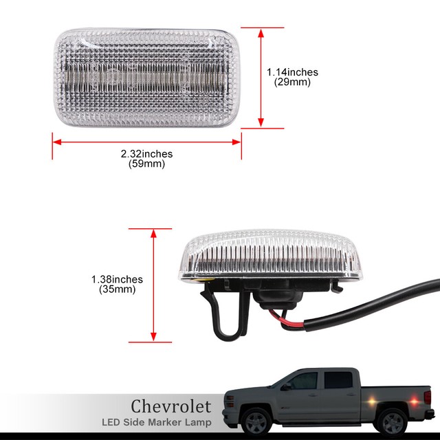 Clear Lens LED Dually Rear Fender Marker Light for 15up Chevy