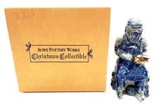 Rowe Pottery TOY MAKER SANTA 2003 Annual Salt Glazed Figurine 9" Tall + Box
