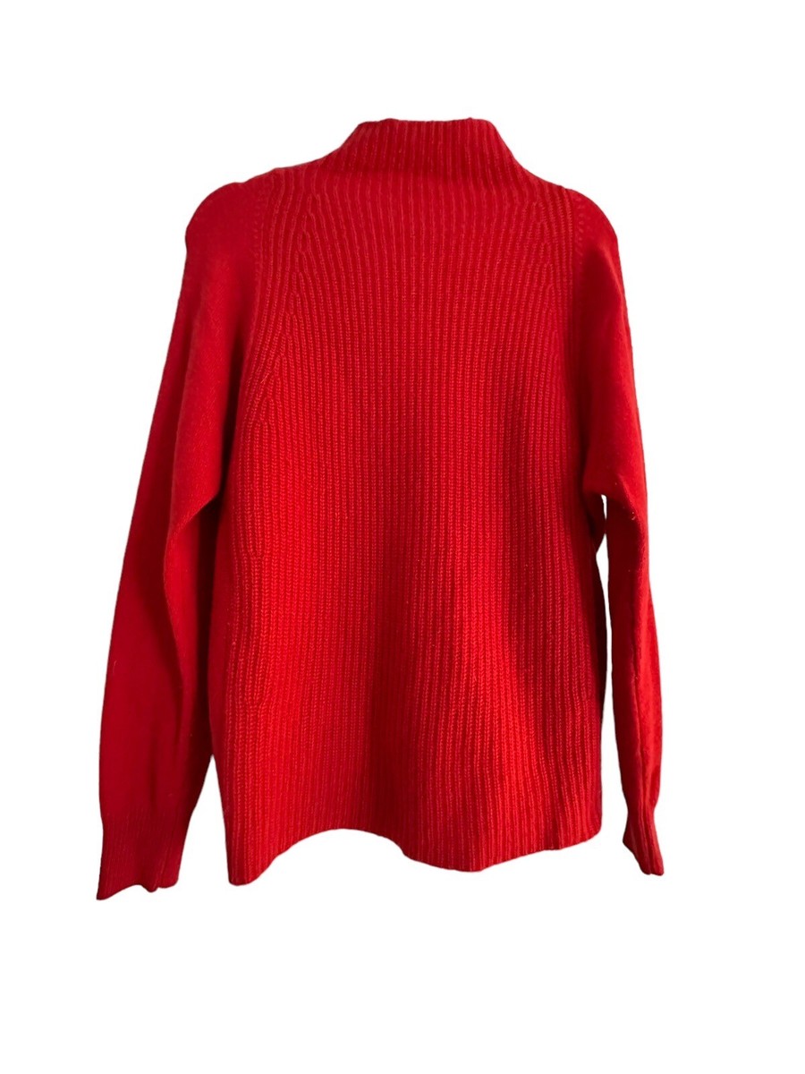TAHARI Pure Luxe 100% Cashmere Sweater Red Mock Neck SMALL