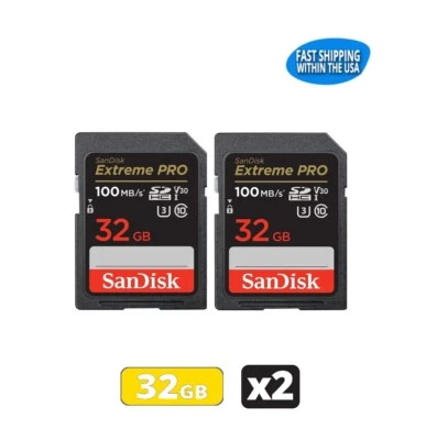 32GB Sandisk Extreme Pro SD Memory Cards for Camera/Trail Cam/Computers (2 Pack) - Image 1 of 4