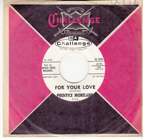 PRENTICE MORELAND *FOR YOUR LOVE/LOVER SUPREME* 1962 US PROMO R&B ROCK & ROLL NM