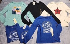 6pc. Cat Jack Girls Long Sleeve Shirts, Multi-Colors, Size Small Lot 1