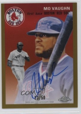 2023 Topps Chrome Platinum Anniversary Gold Refractor /50 Mo Vaughn Auto 9et