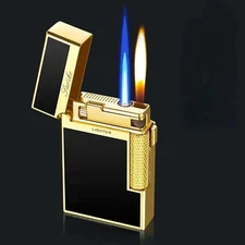 Metal Windproof Torch Gas Lighter Double Flame Butane Lighter Smoking Lighter