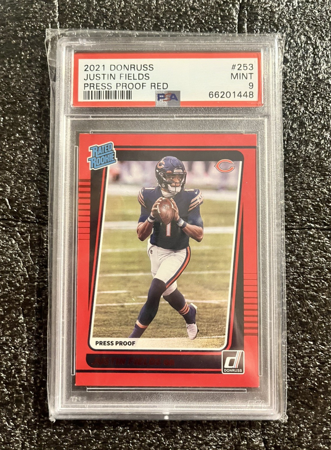 2021 PANINI DONRUSS PP RED #253 JUSTIN FIELDS ROOKIE RC PSA 9