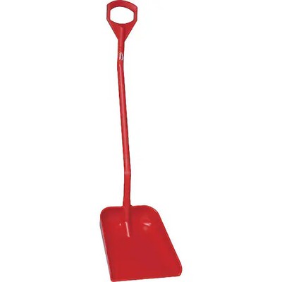 Remco 56014 Ergonomic Square Point Shovel, Polypropylene Blade, 51.2 In L, Red
