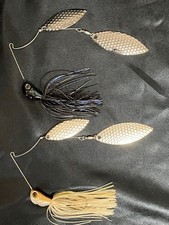 Evergreen Spinnerbait 3/4oz Double Blade Fishing Lure Black Silver Set