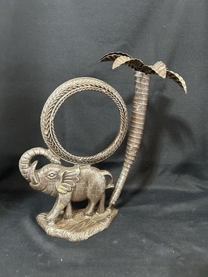 Iron Elephant With Palm Tree  Clock Case~12 