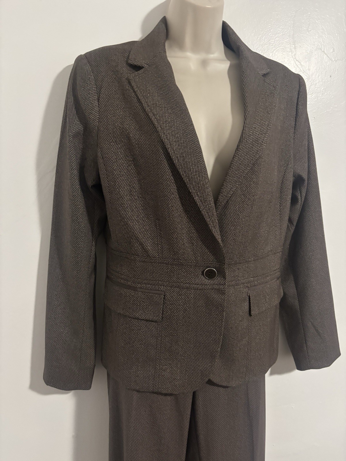 NWT Brand New Ny&co Size 10 Women Two Piece Suit Bootcut Brown Jacket Pants