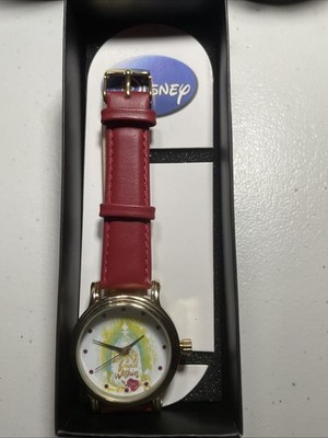 Disney s Beauty & the Beast  Beauty is Found Within  Red Leather band, Gold tone