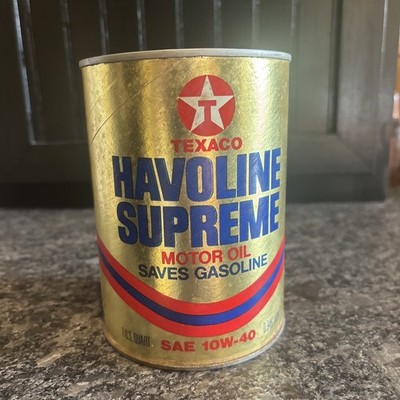 Texaco Havoline Supreme Motor Oil 1 Quart Composite Advertising Can 