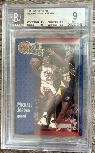 Michael Jordan 1991 Fleer 3D 3-D Wrapper Redemption BGS 9 LL League Leader #220 