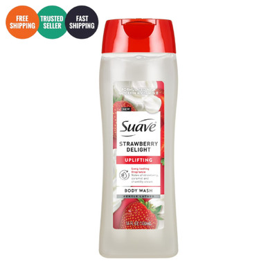 Suave Strawberry Delight Uplifting Body Wash, with Glycerin & Vitamin E, 18 oz