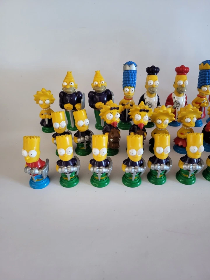 复古 SIMPSONS 3D 国际象棋套装 1991 年仅完整 32 件 — 第 2/4 张图片