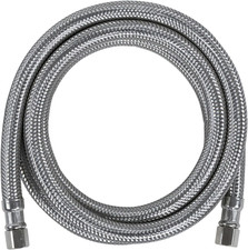 Ice Maker Water Line, 5 Feet, PVC Core with Premium Braided Stainless Steel, Sil