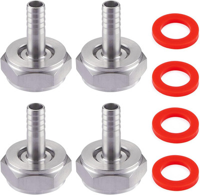 Litkiwi 4PCS Keg Coupler Barb Connector,Stainless Steel 304 Beer Kegerator Sanke