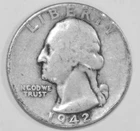 1942-P Washington Silver Quarter - Very Good - #2941EA
