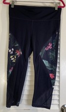 Gap Fit Blue Floral Eclipse Capri Leggings  Workout Pants Women’s M Inseam 19”