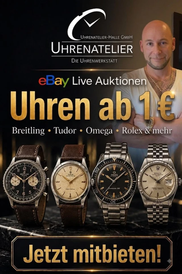 BREITLING OMEGA TUDOR Uhren ab 1€ - UHRENATELIER-HALLE geht live !