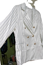 Womens Pinstripe Double Breasted Blazer