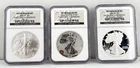 2006 $1 American Silver Eagle 20th Anniversary NGC MS70 RP70 PF70 3 Coin Set