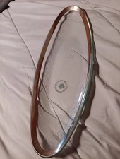 Vintage Oval Platter, Platinum Silver Trim, Signed Annie Glass 