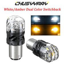 2pc 1157 Dual Color Switchback White/Amber LED Turn Signal Light Bulbs