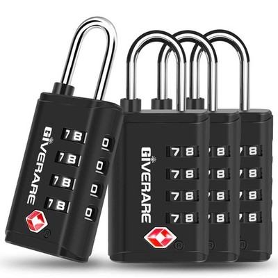 4 Pack TSA Approved Travel Luggage Locks 4-Digit, Open Alert Suitcase Combinatio