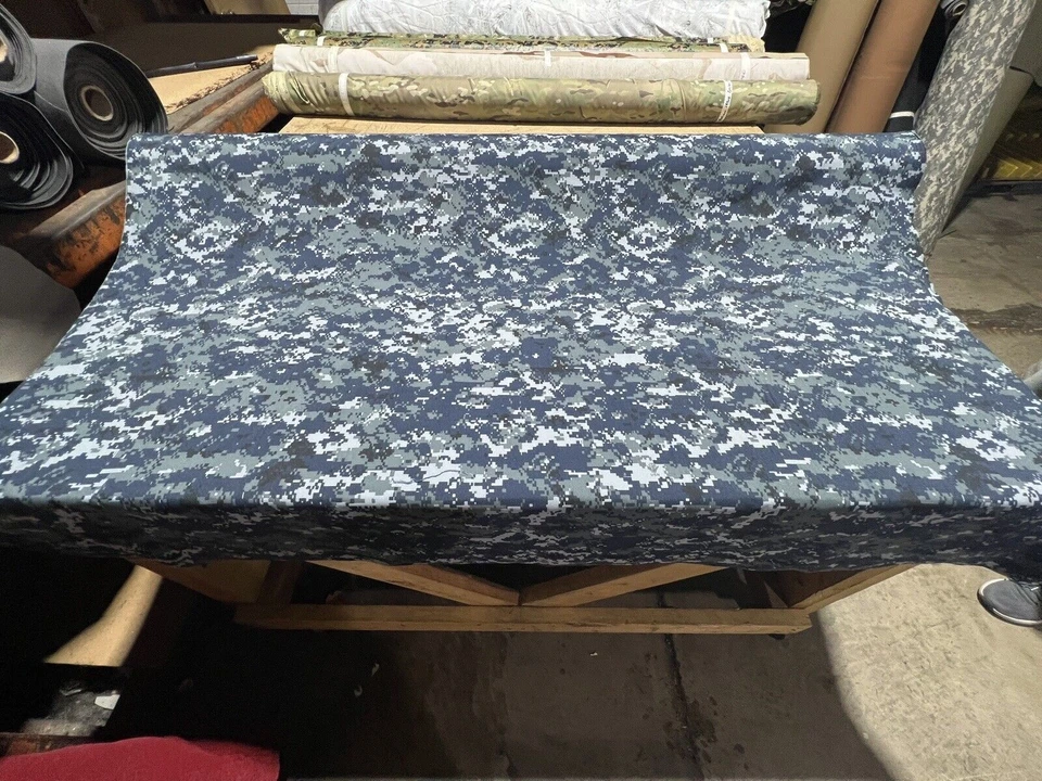 Navy Digital Camo Taffeta Soft Polyester Fabric 60” Military Camo W/Logo - Image 3 of 3