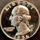 1956 PROOF WASHINGTON 25c SUPERB GEM PROOF CAM  SOLID CAMEO