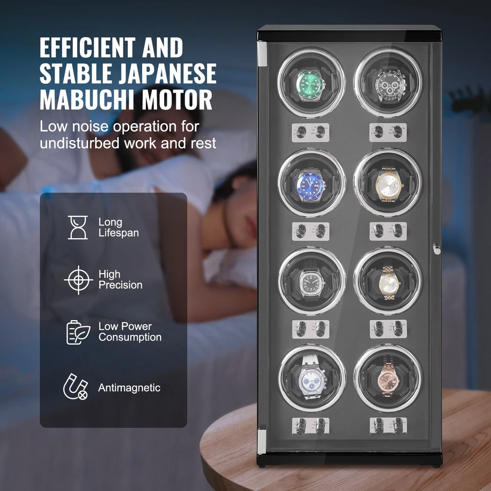 Enrollador de relojes Uimoso para 8 relojes automáticos con 8 silenciosos motores japoneses Mabuchi Foto 4 de 4