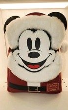 Loungefly Disney Parks Mickey Mouse Santa Furry Red Backpack New With Tags