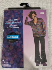 70's Bell Bottom Pants and Disco Necklace Hippie Costume NWT Adult One Size 166