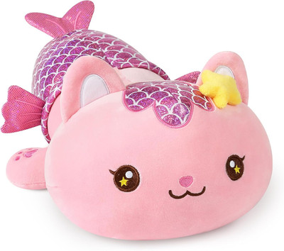 12'' Mermaid Cat Plush Toy Soft Stuffed Kitten Pillow Gift for Kids