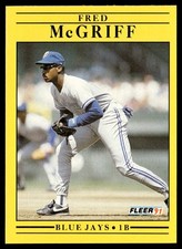 1991 Fleer Fred McGriff Toronto Blue Jays #180A